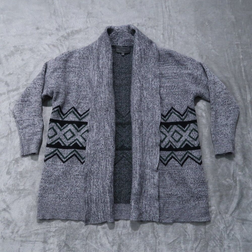 Sunday In Brooklyn Sweater Womens M Gray Open Cardigan Geometric Boho Chic